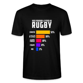 Voici Pourquoi Je Perds Au Rugby Humour Rugbyman - T-shirt bio CRAFTER Stanley Stella Unisexe - noir - Devant - Alina (178cm) & Michal (187cm)