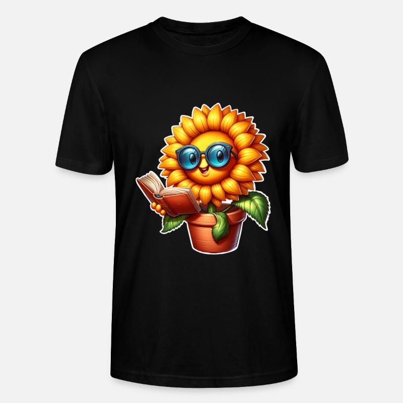 Sonnenblume Lesen Buch - Stanley/Stella Unisex Bio-T-Shirt CRAFTER - Schwarz