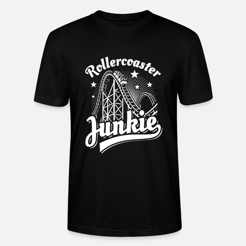 Rollercoaster Junkie - Roller Coaster - Loop - Stanley/Stella CRAFTER Unisex Organic T-Shirt - black
