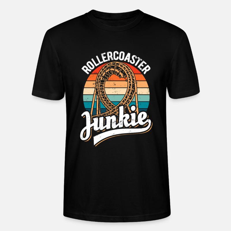 Rollercoaster Junkie - Roller Coaster - Loop - Stanley/Stella CRAFTER Unisex Organic T-Shirt - black