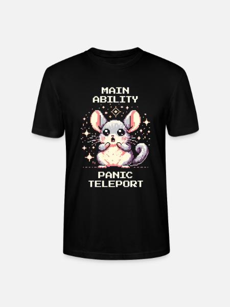 Main Ability: Panic Teleport | Chinchilla - Stanley/Stella CRAFTER Unisex Organic T-Shirt - black