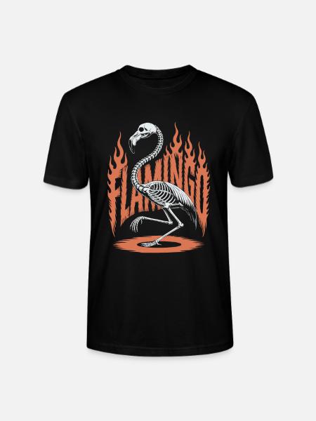 Flamingo Flames Skeleton Halloween - Stanley/Stella CRAFTER Unisex Organic T-Shirt - black