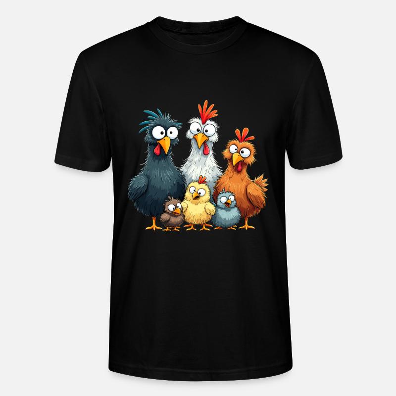 Bunte Hühnergruppe Comedy Design - Stanley/Stella Unisex Bio-T-Shirt CRAFTER - Schwarz