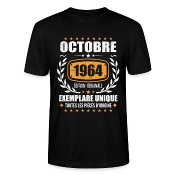 Vintage Octobre 1964, Cadeau Rétro Octobre 1964 - T-shirt bio CRAFTER Stanley Stella Unisexe - noir - Devant - Alina (178cm) & Michal (187cm)