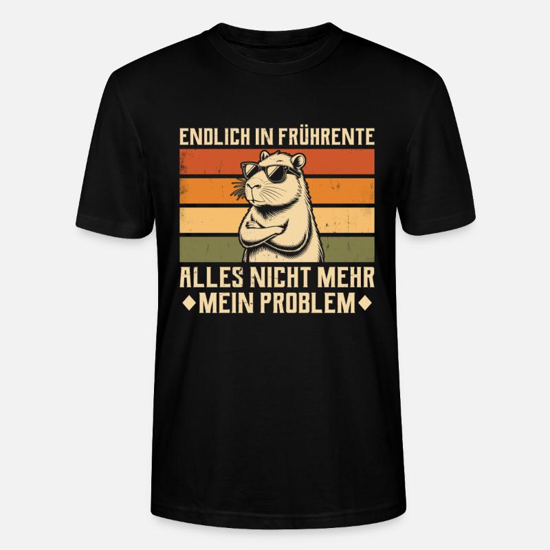 Endlich in Frührente - Capybara - Altersteilzeit - Stanley/Stella Unisex Bio-T-Shirt CRAFTER - Schwarz