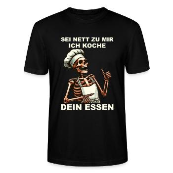 Koch Motiv Lustiger Spruch Skelett Geschenk Küche - Stanley/Stella Unisex Bio-T-Shirt CRAFTER - Schwarz - Vorne - Alina (178cm) & Michal (187cm)