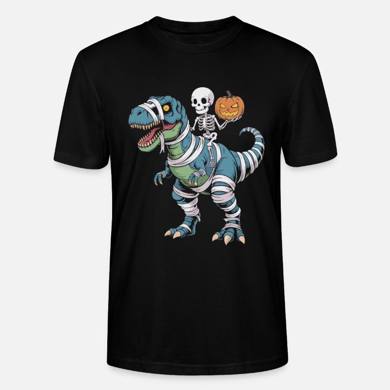 T-Rex d’Halloween avec skellet et citrouille - T-shirt bio CRAFTER Stanley Stella Unisexe - noir