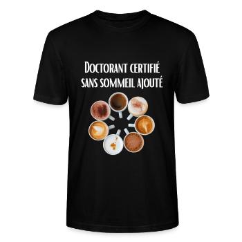 Doctorant certifié sans sommeil ajouté - T-shirt bio CRAFTER Stanley Stella Unisexe - noir - Devant - Alina (178cm) & Michal (187cm)
