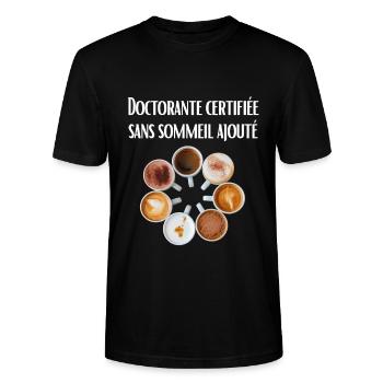 Doctorante certifiée sans sommeil ajouté - T-shirt bio CRAFTER Stanley Stella Unisexe - noir - Devant - Alina (178cm) & Michal (187cm)