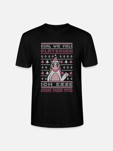 Weihnachtsgeschenk Einhorn Plätzchen Schuhe - Stanley/Stella Unisex Bio-T-Shirt CRAFTER - Schwarz