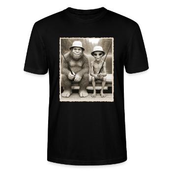 Pêche, Pêcheur, Pêcheur, Pêche, Bigfoot, Alien - T-shirt bio CRAFTER Stanley Stella Unisexe - noir - Devant - Alina (178cm) & Michal (187cm)