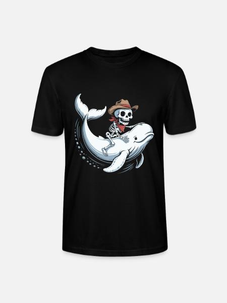 Skull Cowboy on Beluga Whale - Stanley/Stella CRAFTER Unisex Organic T-Shirt - black