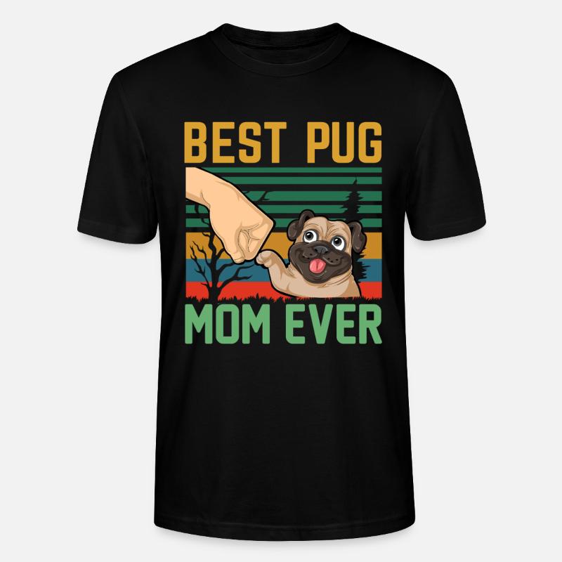 Beste Mopsmutter aller Zeiten Retro - Stanley/Stella Unisex Bio-T-Shirt CRAFTER - Schwarz