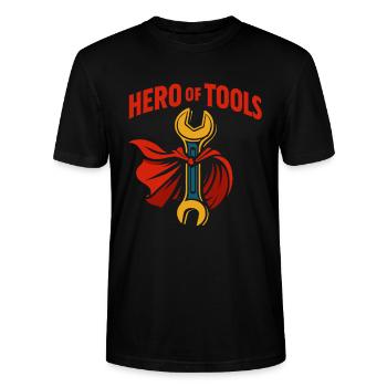 Héros Drôle D’artisan Humour - T-shirt bio CRAFTER Stanley Stella Unisexe - noir - Devant - Alina (178cm) & Michal (187cm)