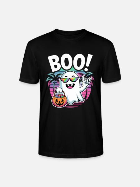 Boo! Retro Ghost Party - Stanley/Stella CRAFTER Unisex Organic T-Shirt - black