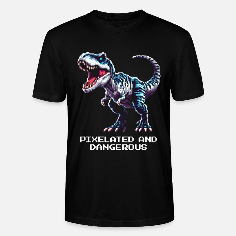 Verpixelt und gefährlich | Dinosaurier - Stanley/Stella Unisex Bio-T-Shirt CRAFTER - Schwarz