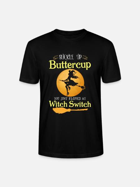 Buckle Up Buttercup Witch Switch Halloween - Stanley/Stella CRAFTER Unisex Organic T-Shirt - black