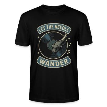 Laissez l’aiguille vagabonder : les amateurs de disques vinyles - T-shirt bio CRAFTER Stanley Stella Unisexe - noir - Devant - Alina (178cm) & Michal (187cm)