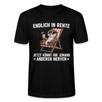 Rente Abschied Kollege - Otter im Liegestuhl - Stanley/Stella Unisex Bio-T-Shirt CRAFTER - Schwarz - Vorne - Alina (178cm) & Michal (187cm)
