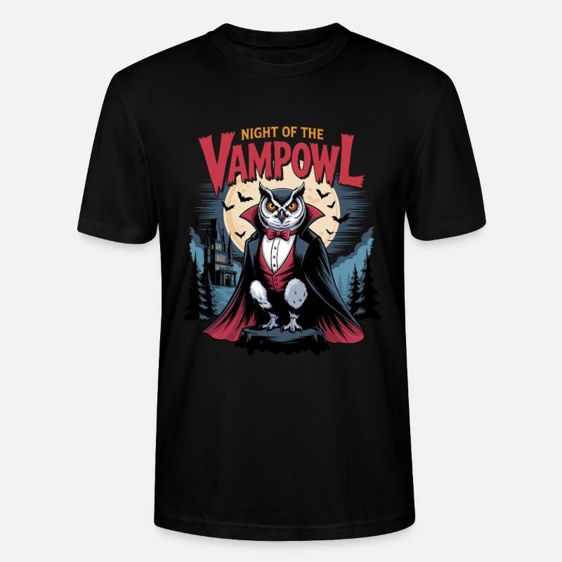 Vampowl Nachtmotiv Vampir-Eule - Stanley/Stella Unisex Bio-T-Shirt CRAFTER - Schwarz
