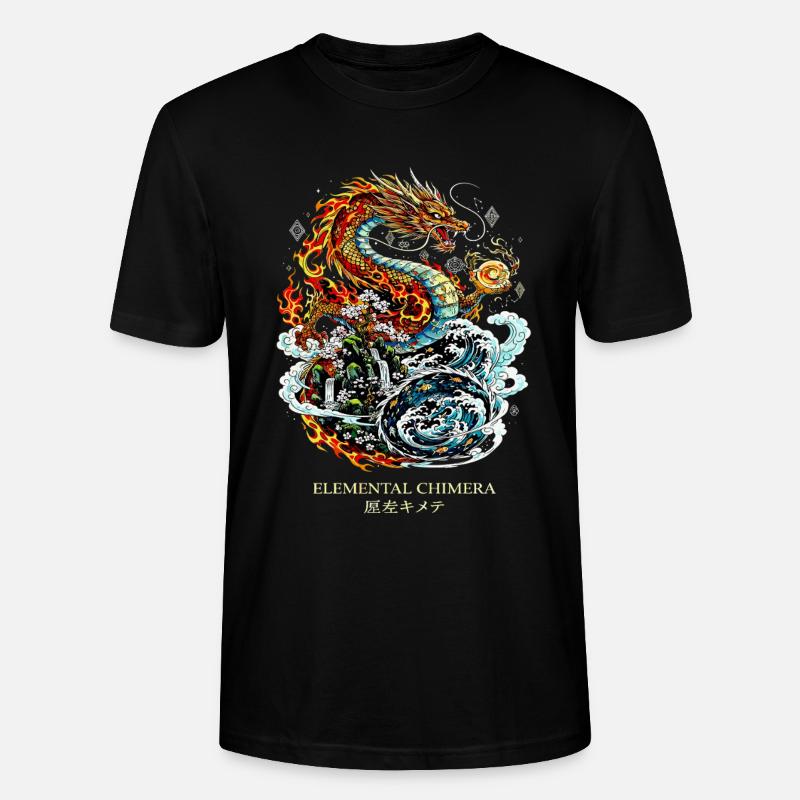 Elemental Chimera | Feuer & Wasser Drache - Stanley/Stella Unisex Bio-T-Shirt CRAFTER - Schwarz