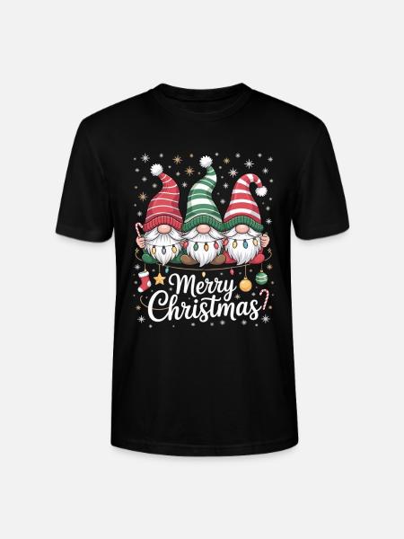 Three Gnomes with Hats - Merry Christmas - Stanley/Stella CRAFTER Unisex Organic T-Shirt - black