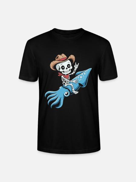 Skeleton cowboy on octopus - Stanley/Stella CRAFTER Unisex Organic T-Shirt - black