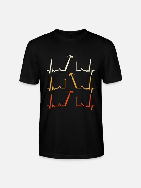 Heartbeat Hammer Pattern - Stanley/Stella CRAFTER Unisex Organic T-Shirt - black