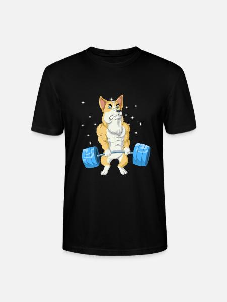 Corgi Weightlifting - Stanley/Stella CRAFTER Unisex Organic T-Shirt - black