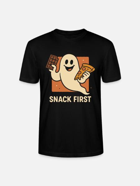 Snack First Halloween Costume Funny Saying - Stanley/Stella CRAFTER Unisex Organic T-Shirt - black