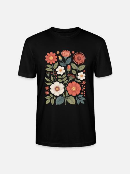 Botanical Flower Diversity Garden Meadow Nature - Stanley/Stella CRAFTER Unisex Organic T-Shirt - black