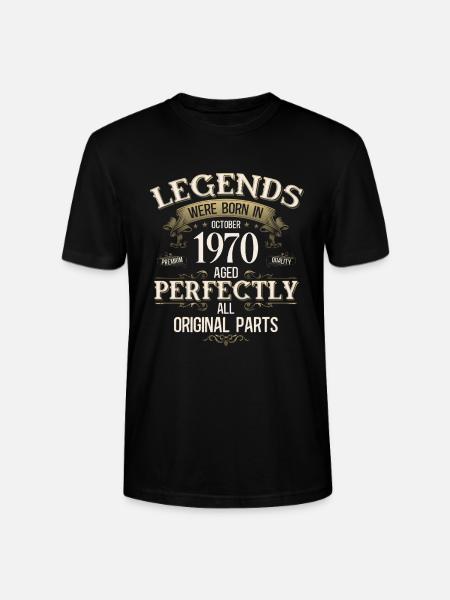 55th Birthday Legend October 1970 - Stanley/Stella CRAFTER Unisex Organic T-Shirt - black
