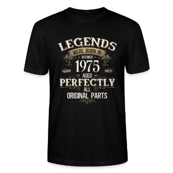 50ste verjaardag legende oktober vintage 1975 - Stanley/Stella Uniseks bio-T-shirt CRAFTER - zwart - Voor - Alina (178cm) & Michal (187cm)