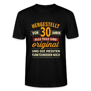 30. Geburtstag Originalteile Fun Shirt - Stanley/Stella Unisex Bio-T-Shirt CRAFTER - Schwarz - Vorne - Alina (178cm) & Michal (187cm)
