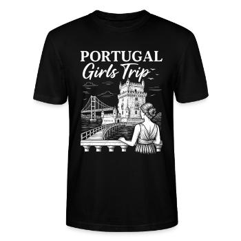 Portugal Mädelsreise Motiv - Stanley/Stella Unisex Bio-T-Shirt CRAFTER - Schwarz - Vorne - Alina (178cm) & Michal (187cm)