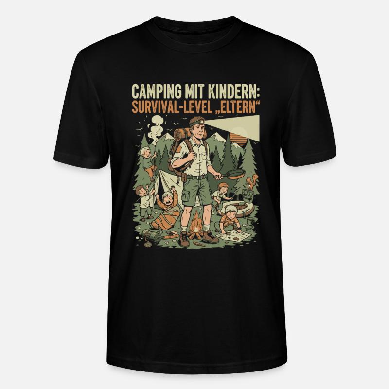 Camping mit Kindern - Survival-Level Eltern - Stanley/Stella Unisex Bio-T-Shirt CRAFTER - Schwarz