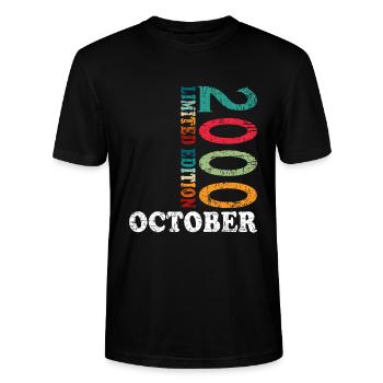 25. Geburtstag Original Oktober Jahrgang 2000 - Stanley/Stella Unisex Bio-T-Shirt CRAFTER - Schwarz - Vorne - Alina (178cm) & Michal (187cm)
