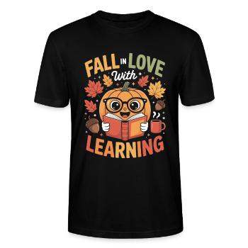 Fall In Love With Teaching Fall Teacher - Stanley/Stella CRAFTER Unisex Organic T-Shirt - black - Front - Alina (178cm) & Michal (187cm)