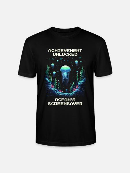 Achievement: Ocean Screensaver - Stanley/Stella CRAFTER Unisex Organic T-Shirt - black