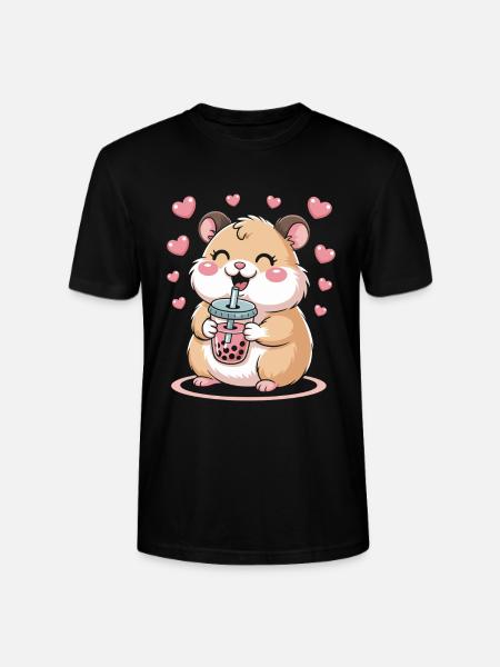 Kawaii Bubble Tee Hamster Boba Tee - Stanley/Stella CRAFTER Unisex Organic T-Shirt - black