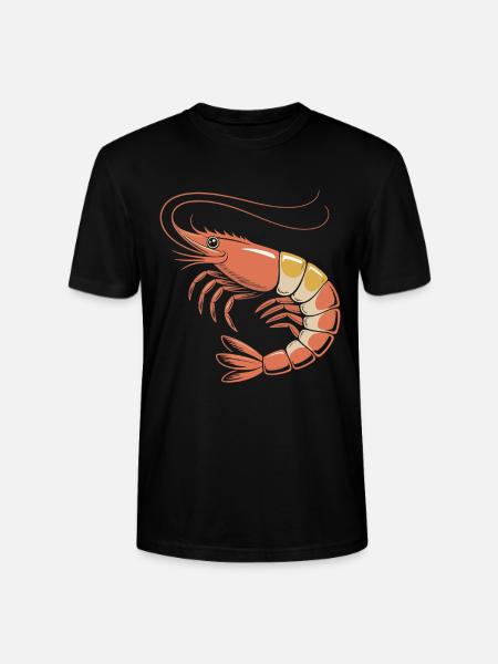 Retro Garnelen-Illustration in Orange - Stanley/Stella Unisex Bio-T-Shirt CRAFTER - Schwarz