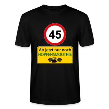 45 Ab jetzt nur noch Hopfensmoothie - Stanley/Stella Unisex Bio-T-Shirt CRAFTER - Schwarz - Vorne - Alina (178cm) & Michal (187cm)