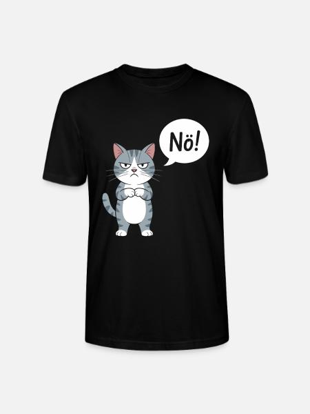 No! Funny Cat With Saying - Stanley/Stella CRAFTER Unisex Organic T-Shirt - black