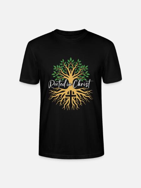Rooted in Christ – Tree & Cross Faith - Stanley/Stella CRAFTER Unisex Organic T-Shirt - black