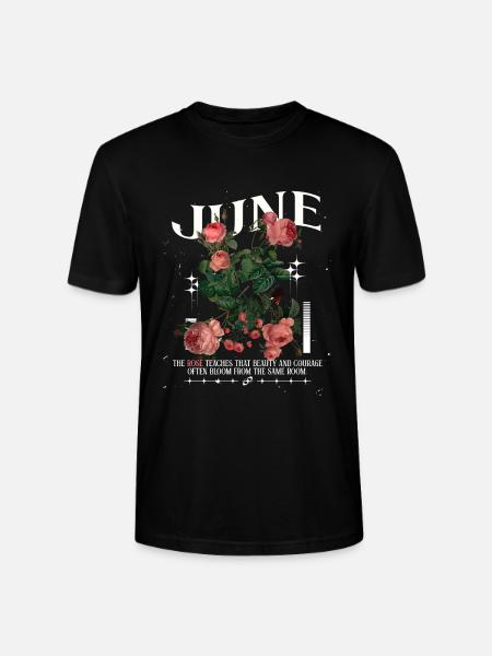 Geburtsblumen Geburtsblume Juni Rose - Stanley/Stella Unisex Bio-T-Shirt CRAFTER - Schwarz