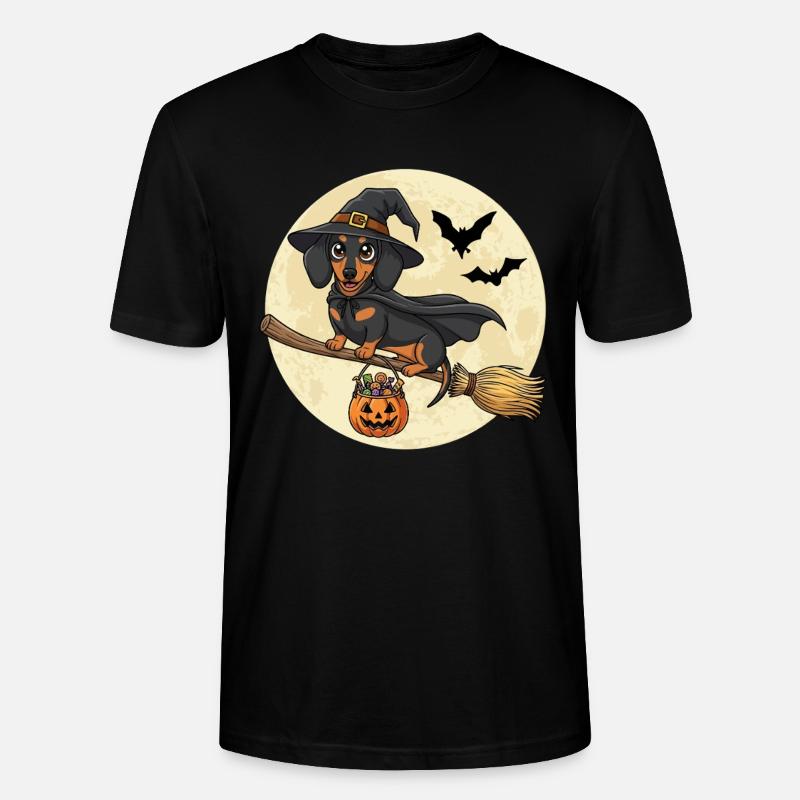 Teckel mignon sorcière Halloween - T-shirt bio CRAFTER Stanley Stella Unisexe - noir
