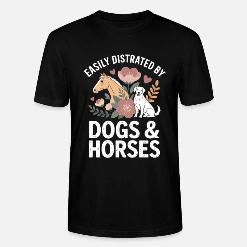 Hunde & Pferde Ablenkung Motiv - Stanley/Stella Unisex Bio-T-Shirt CRAFTER - Schwarz