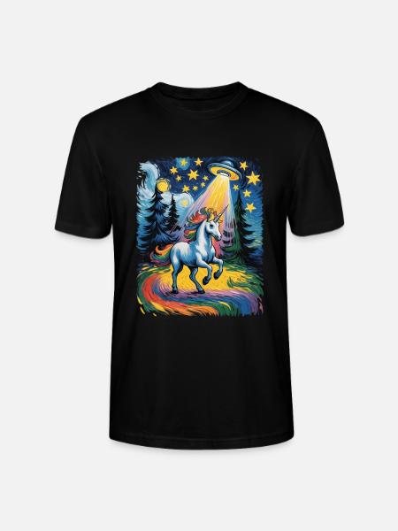 Leuchtendes Einhorn im Sternenrausch - Stanley/Stella Unisex Bio-T-Shirt CRAFTER - Schwarz