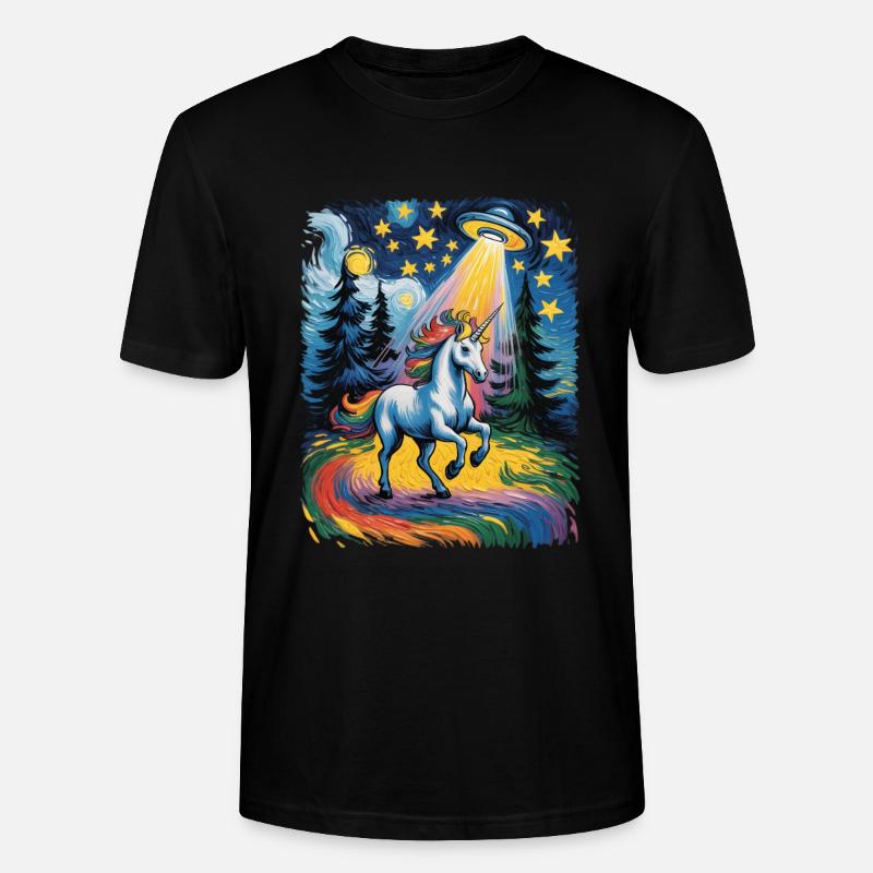 Leuchtendes Einhorn im Sternenrausch - Stanley/Stella Unisex Bio-T-Shirt CRAFTER - Schwarz