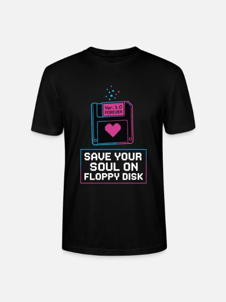 Save Your Soul on Floppy Disk - Stanley/Stella CRAFTER Unisex Organic T-Shirt - black